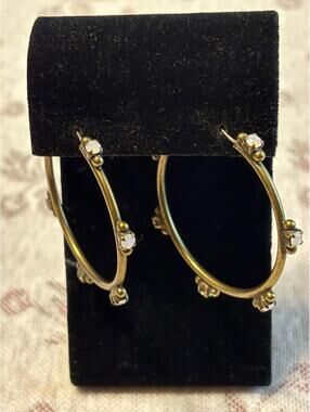 Sorelli Brass and Opalescent Lever Back Hoop Earrings